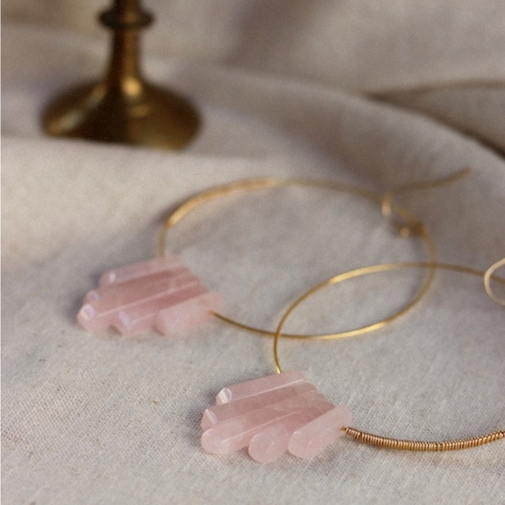 ROSE QUARTZ HOOPS